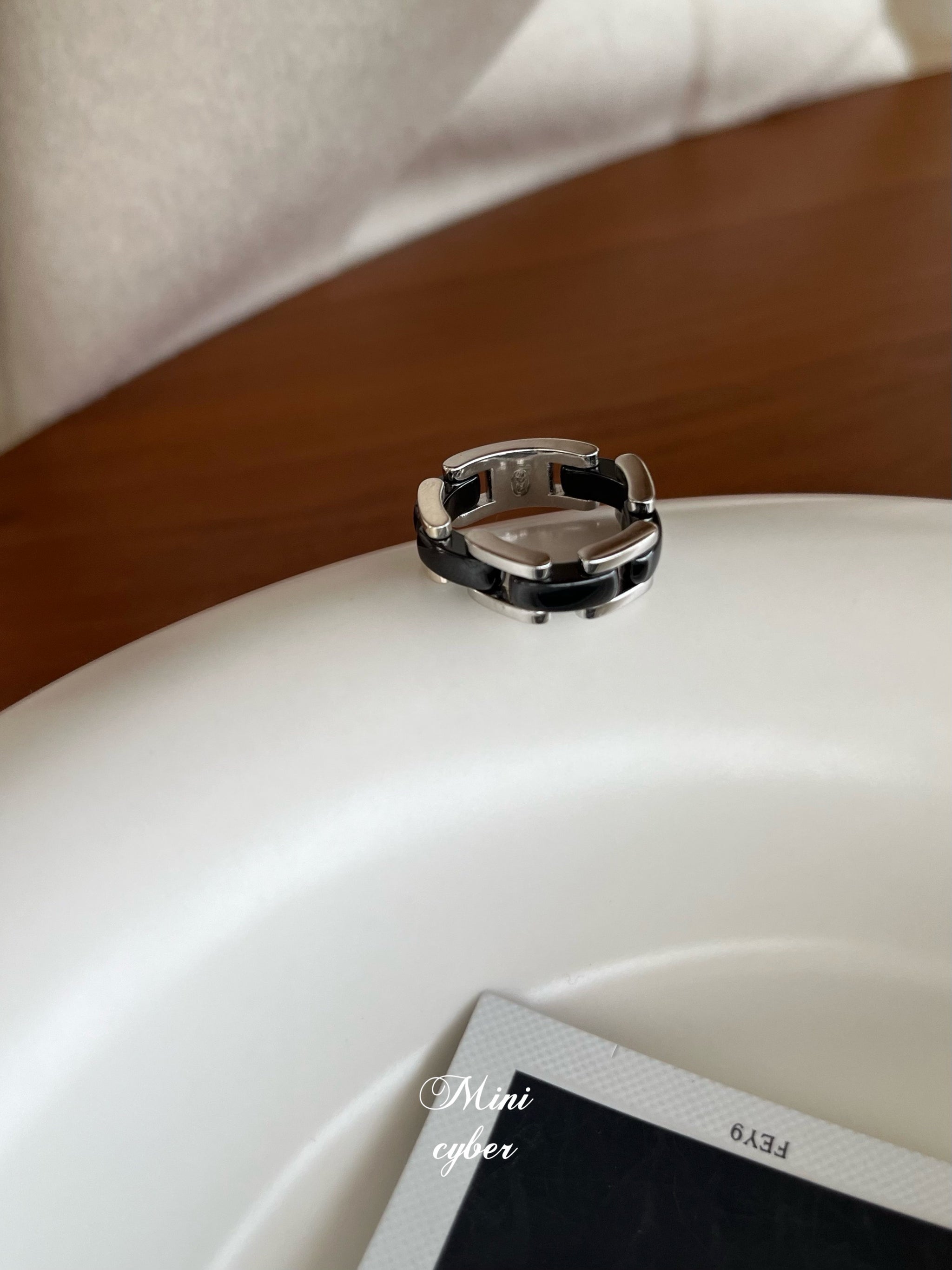 Elegant Monochrome Contrast Ring