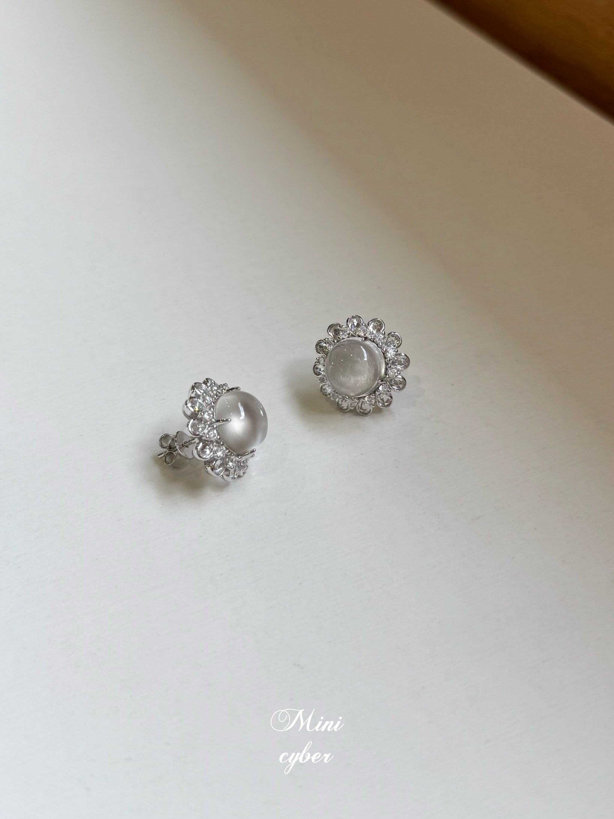 Jadeite Moonlit Stud Earrings