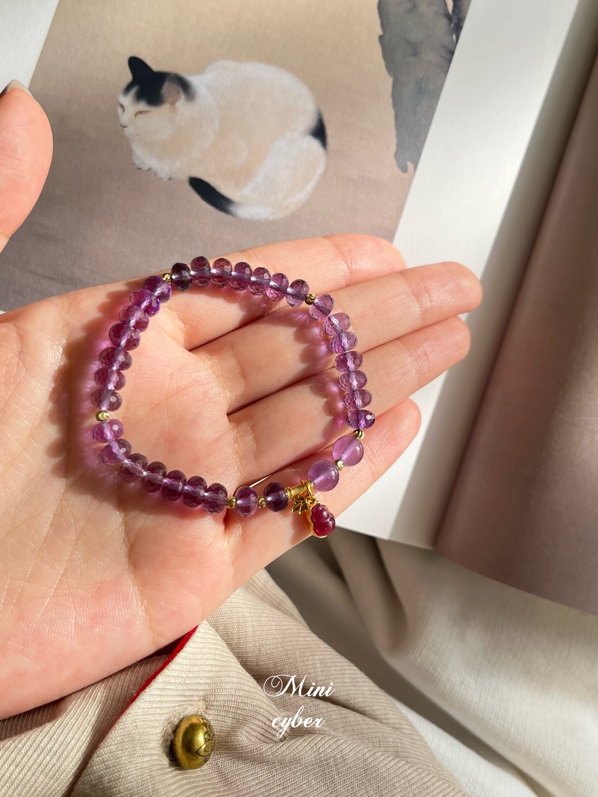 Amethyst & Tourmaline Gourd Fortune Bracelet