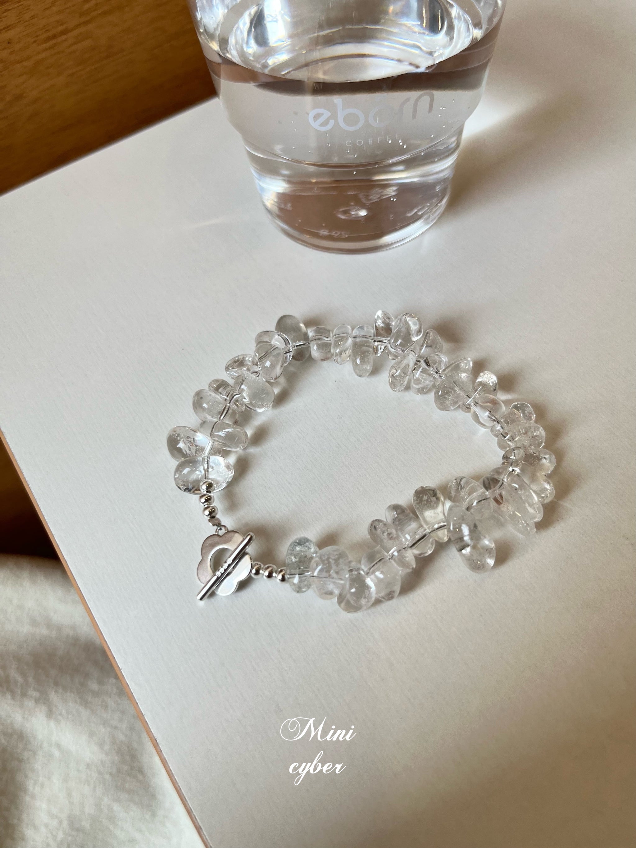 Sparkling White Crystal Floral Bracelet