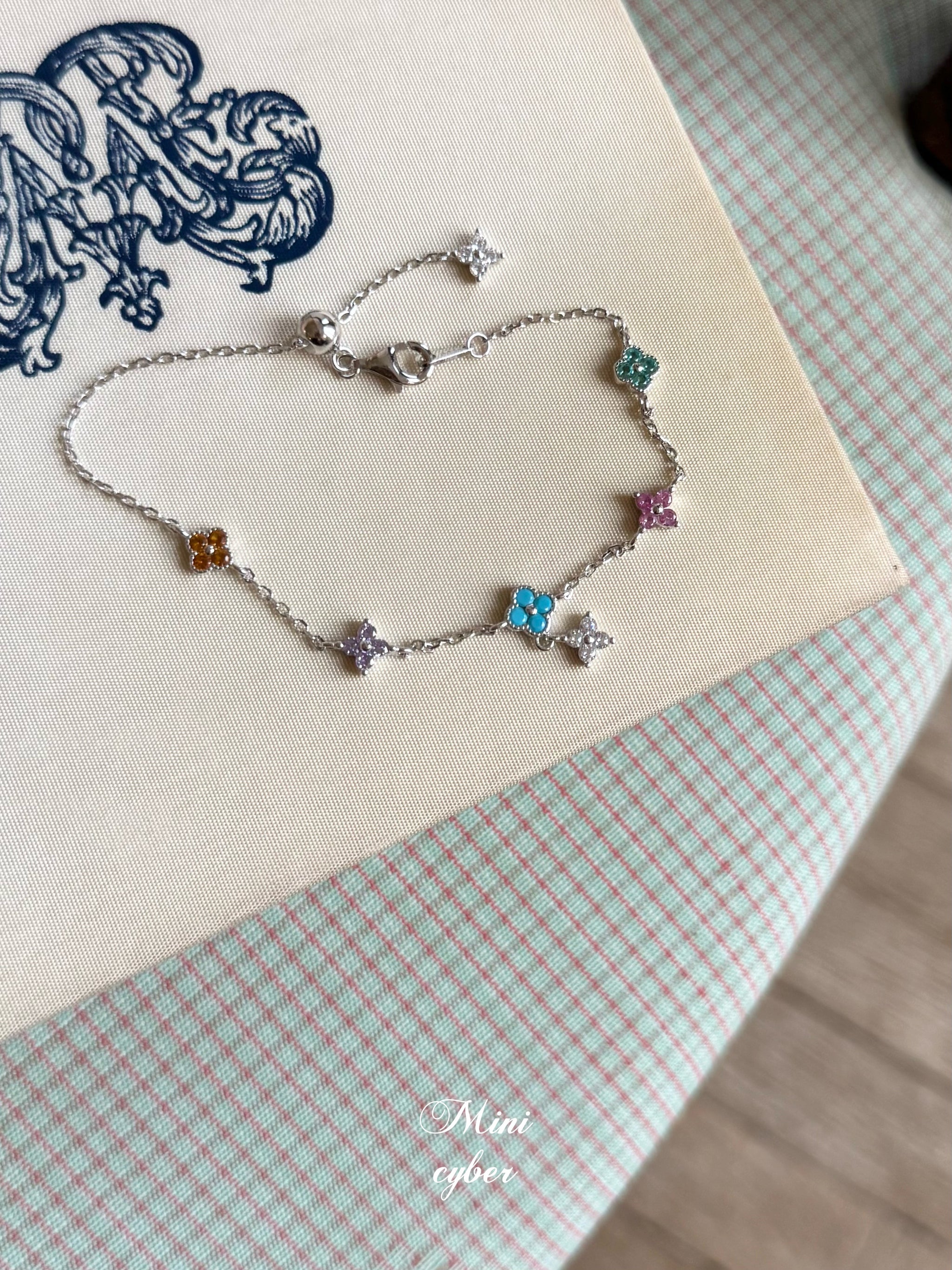 Rainbow Clover Zircon Bracelet