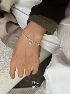 Starry Texture Silver Bead Bracelet