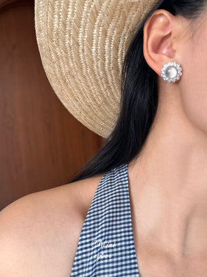 Jadeite Moonlit Stud Earrings
