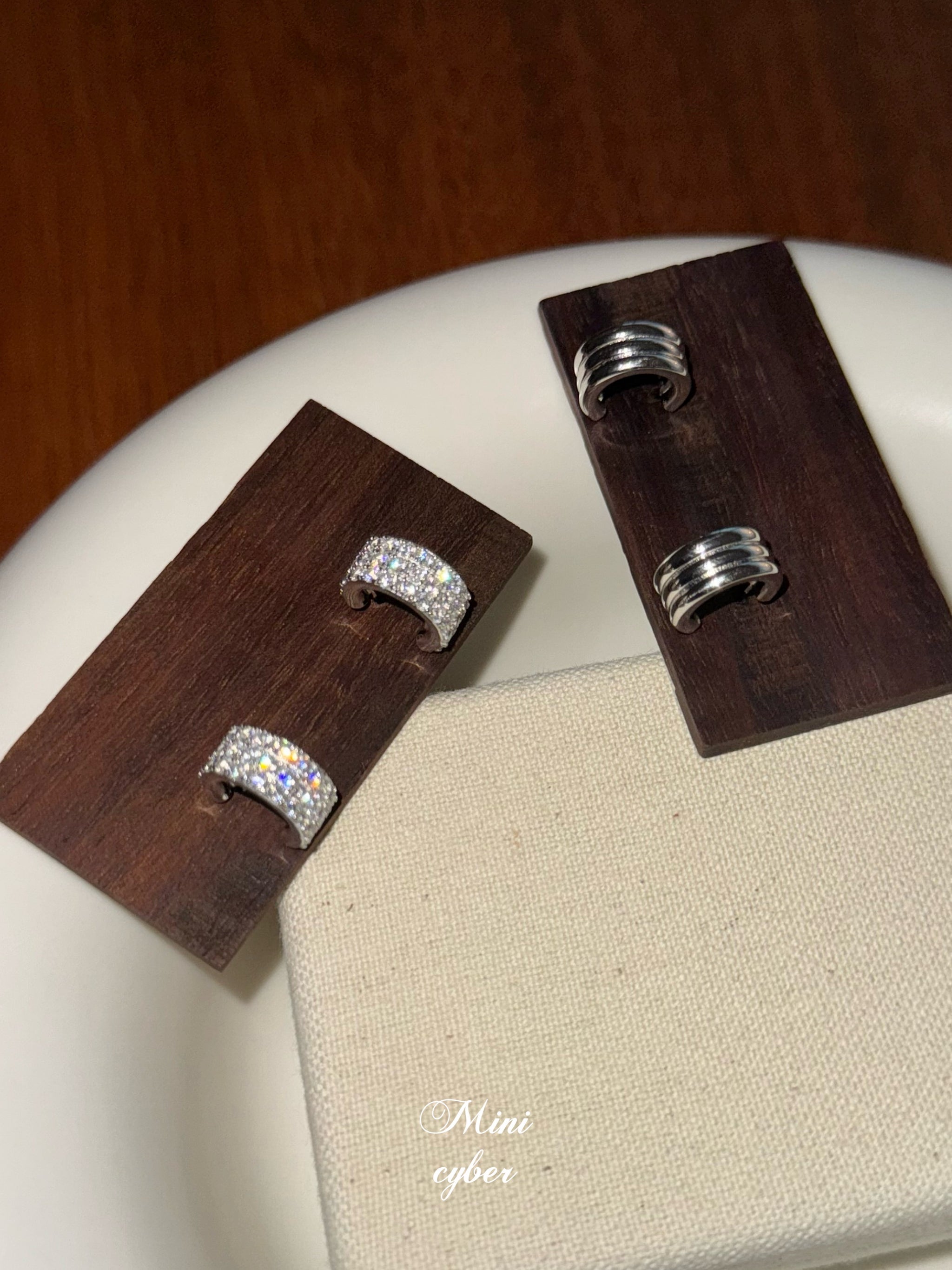 Silver Stacked Hoop Studs