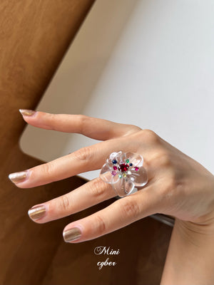 Crystal Blossom Rainbow Ring
