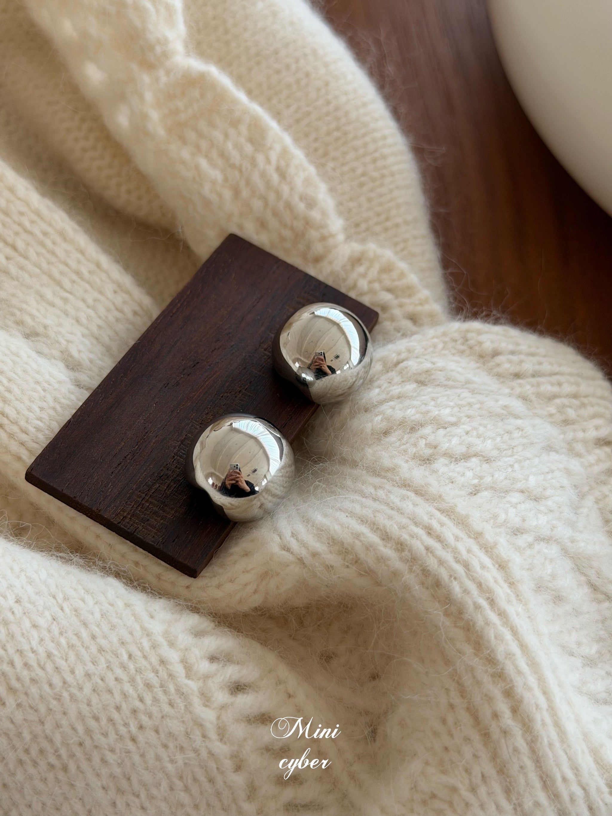 Full Moon Silver Ball Studs