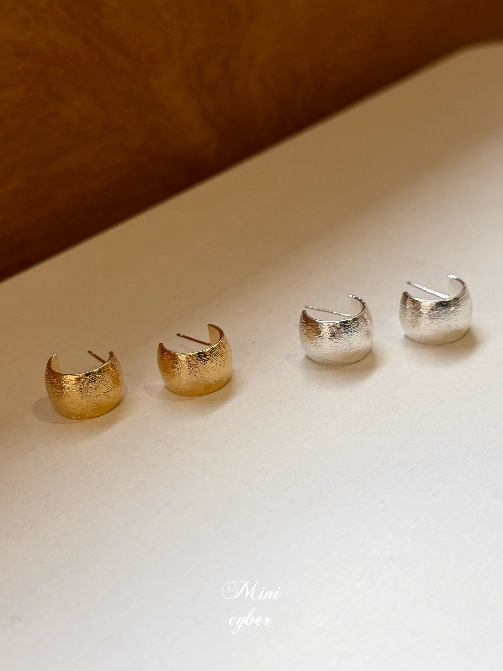 Silk Texture Gold & Silver Hoops