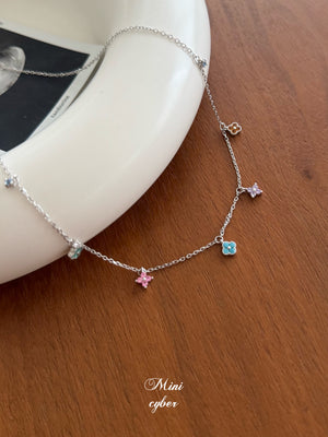 Rainbow Clover Zircon Necklace