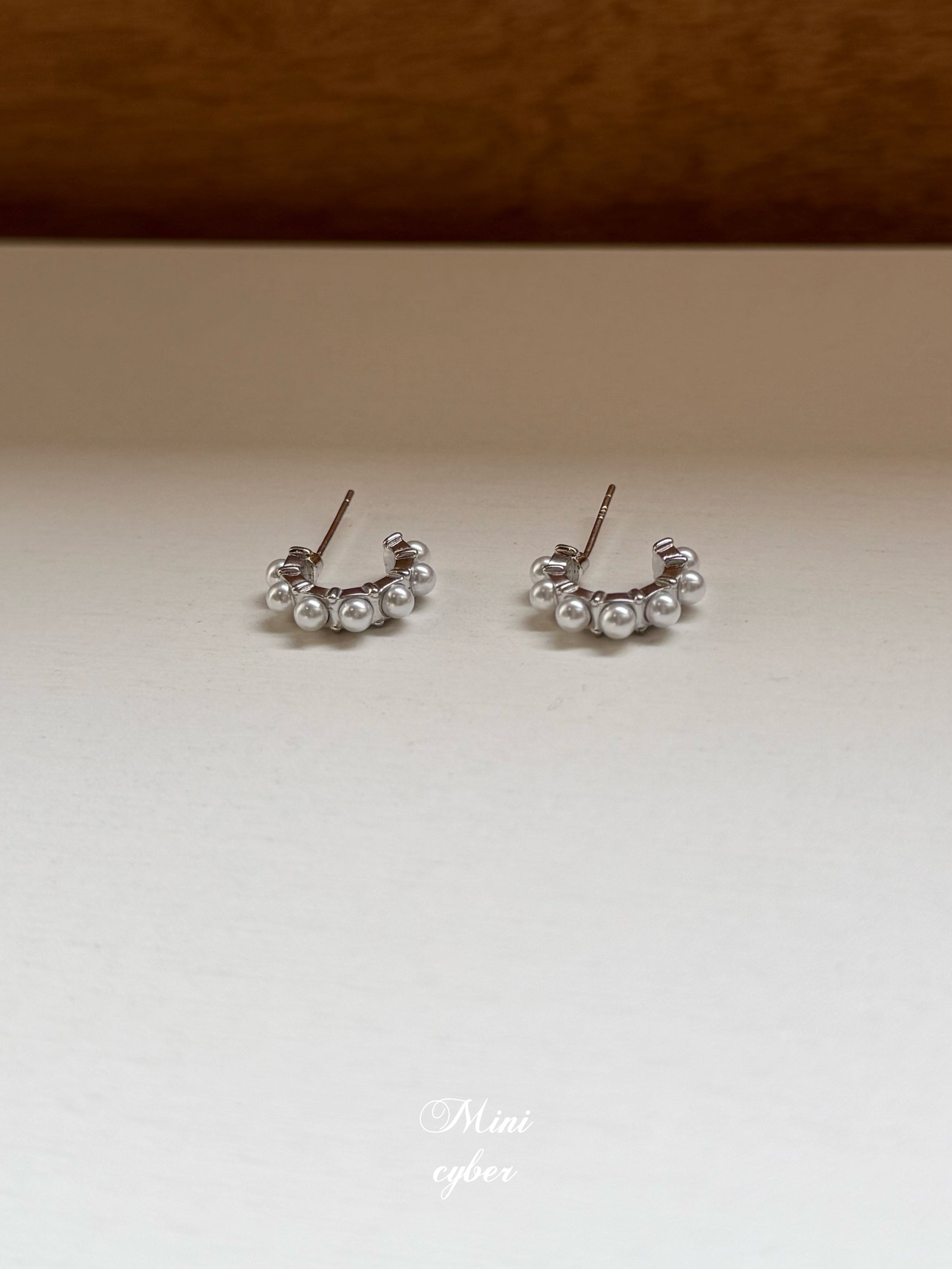 French Style Pearl Circle Studs