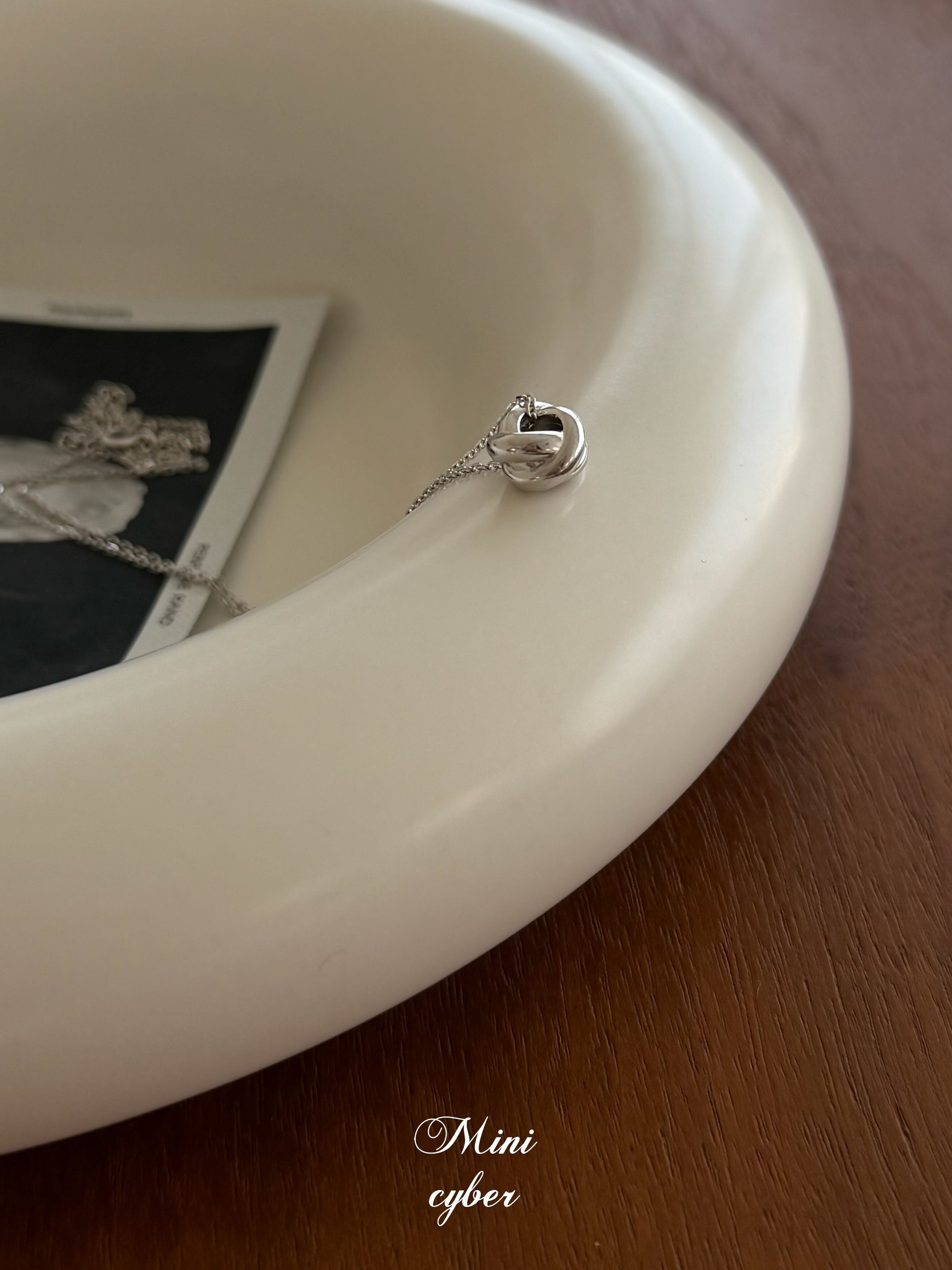 Knitted Yarn Ball Silver Necklace