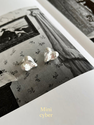Melted Silver Heart Earrings
