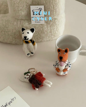 Adorable Fuzzy Friends Woolen Keychain Collection