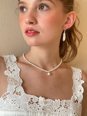 Asymmetrical Elongated Baroque Pearl Earrings
