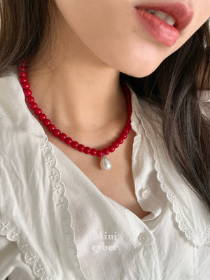 Flame-Kissed Oceanic Pearls Necklace