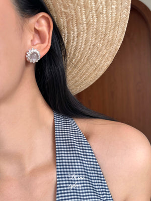 Jadeite Moonlit Stud Earrings