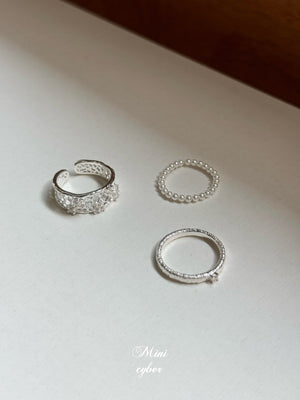 Silver Lace & Pearl Ring Collection