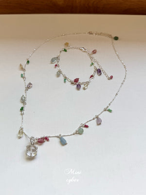Natural Tourmaline Square Silver Bracelet