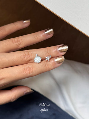 Seashell & Starfish Silver Studs