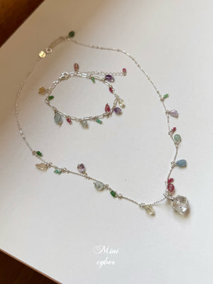 Natural Tourmaline Square Silver Bracelet