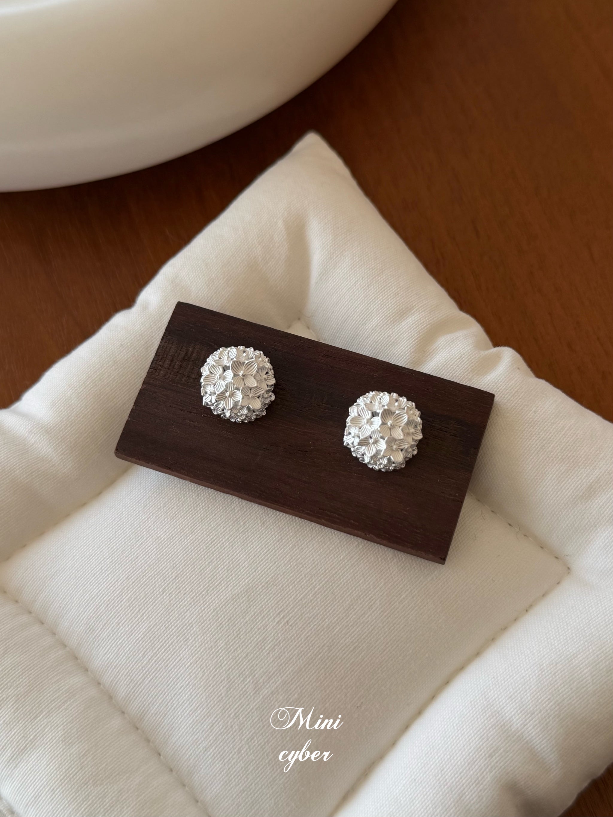 Hydrangea Bloom Silver Earrings