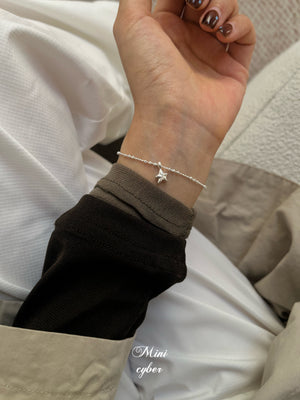 Starry Texture Silver Bead Bracelet