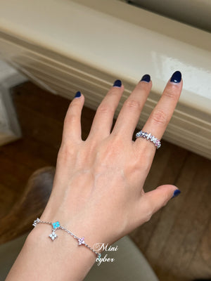 Rainbow Clover Zircon Ring