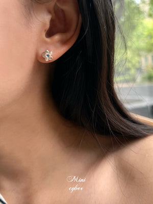 Blue Zircon Flower Silver Studs