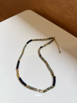 Autumn Sky Blue Bead Chain Necklace