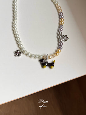 Wiggly Tail Pearl Pup Necklace