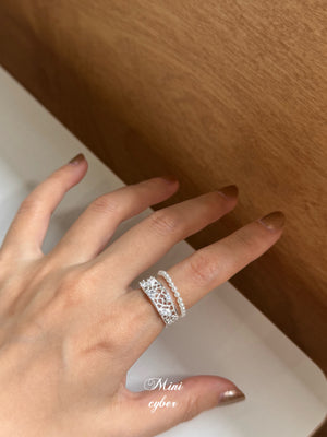Silver Lace & Pearl Ring Collection
