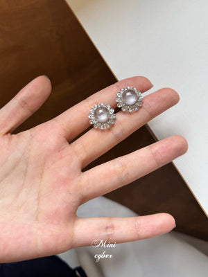 Jadeite Moonlit Stud Earrings