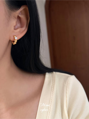 Sparkle Dot Gold Huggie Earrings