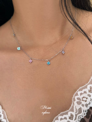 Rainbow Clover Zircon Necklace