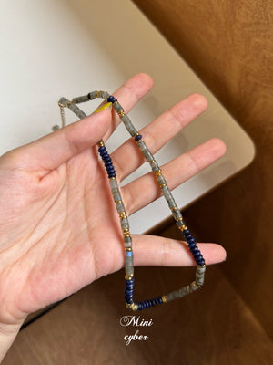 Autumn Sky Blue Bead Chain Necklace