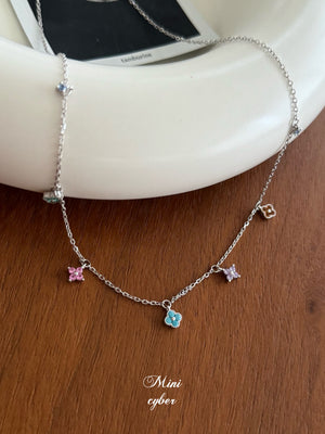 Rainbow Clover Zircon Necklace