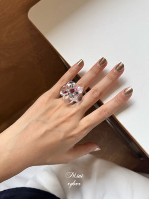 Crystal Blossom Rainbow Ring