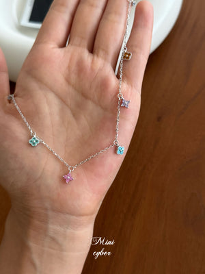 Rainbow Clover Zircon Necklace