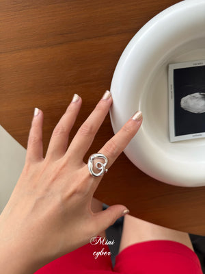 Open Heart Bold Silver Ring