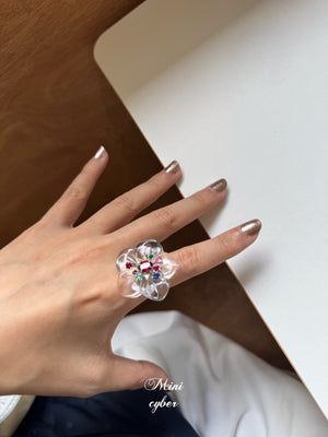 Crystal Blossom Rainbow Ring