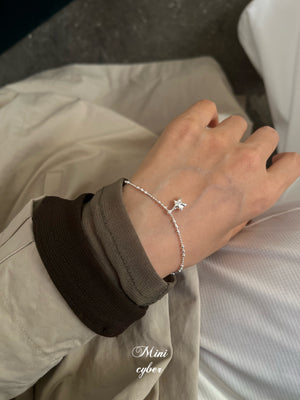 Starry Texture Silver Bead Bracelet