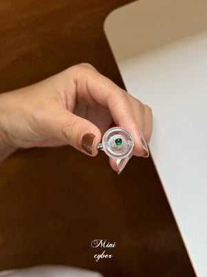 Diamond Halo Jade Peace Ring