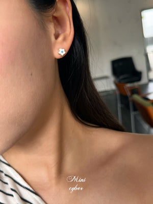 Blue Zircon Flower Silver Studs