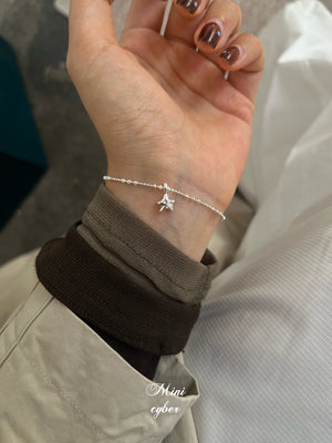 Starry Texture Silver Bead Bracelet