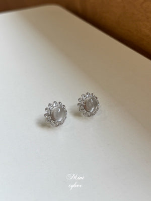 Jadeite Moonlit Stud Earrings