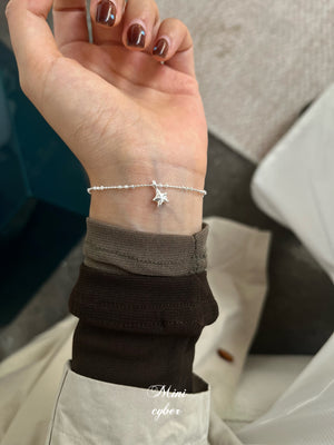Starry Texture Silver Bead Bracelet