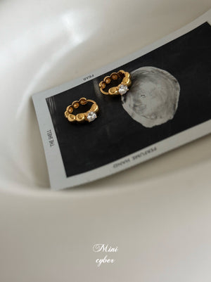 Sparkle Dot Gold Huggie Earrings