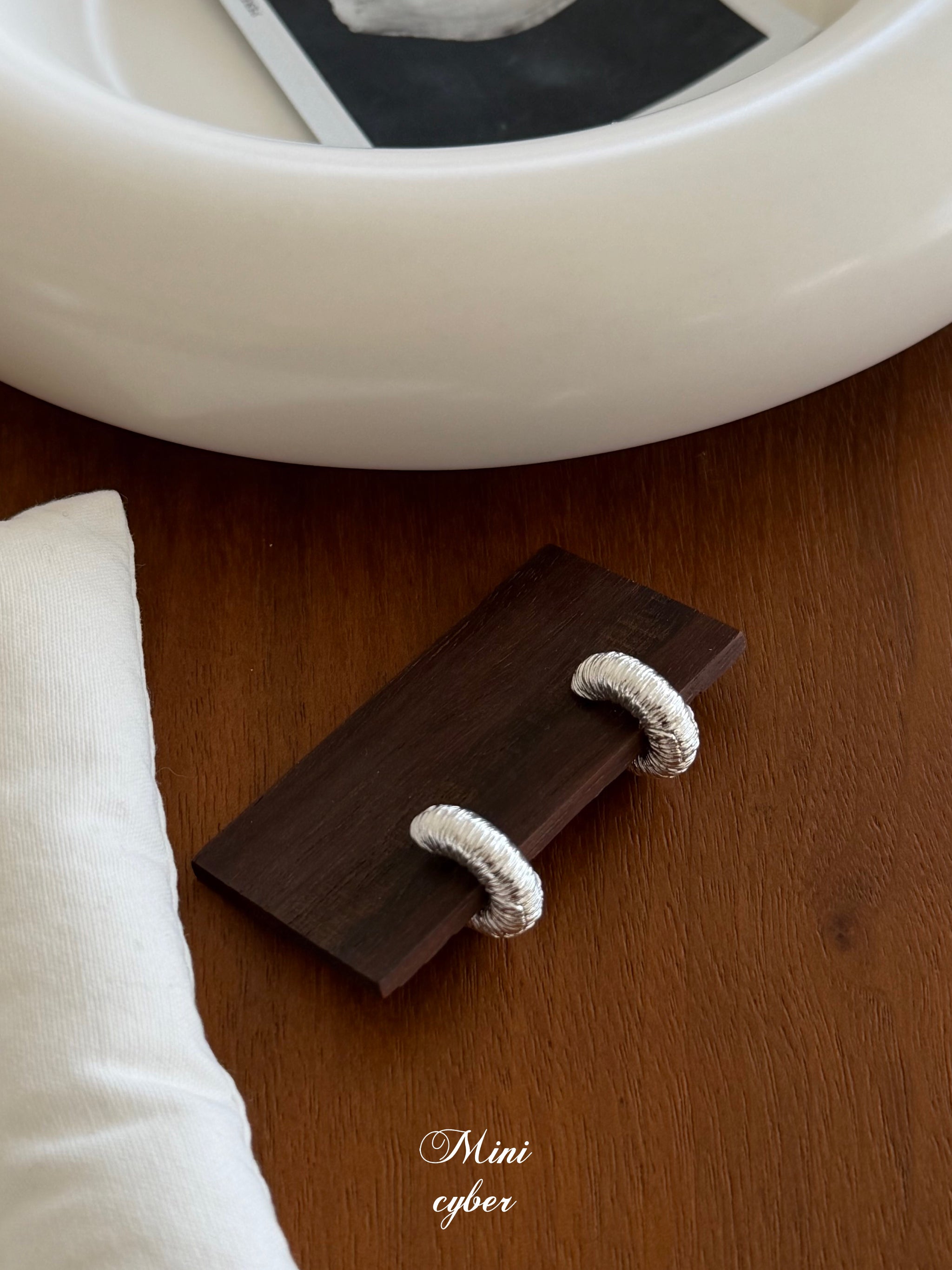 Rough Grace Silver Hoop Studs