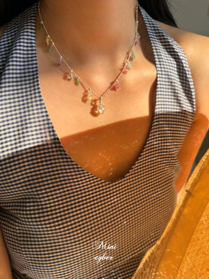 Rainbow Tourmaline & Crystal Pendant Necklace