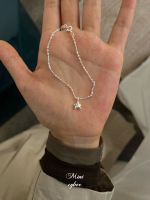 Starry Texture Silver Bead Bracelet