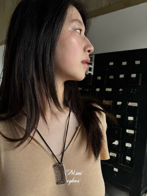 Sterling Silver Comb Cord Necklace